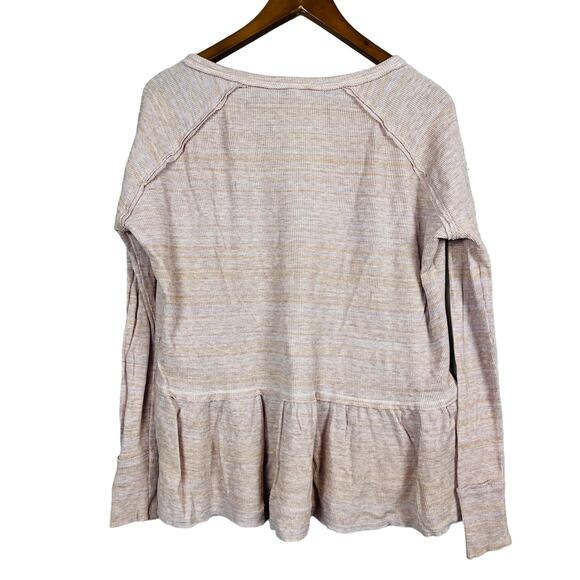 We The Free Waffle Knit Ruffle Hem Top Shirt Pullover - L - Picture 4 of 4